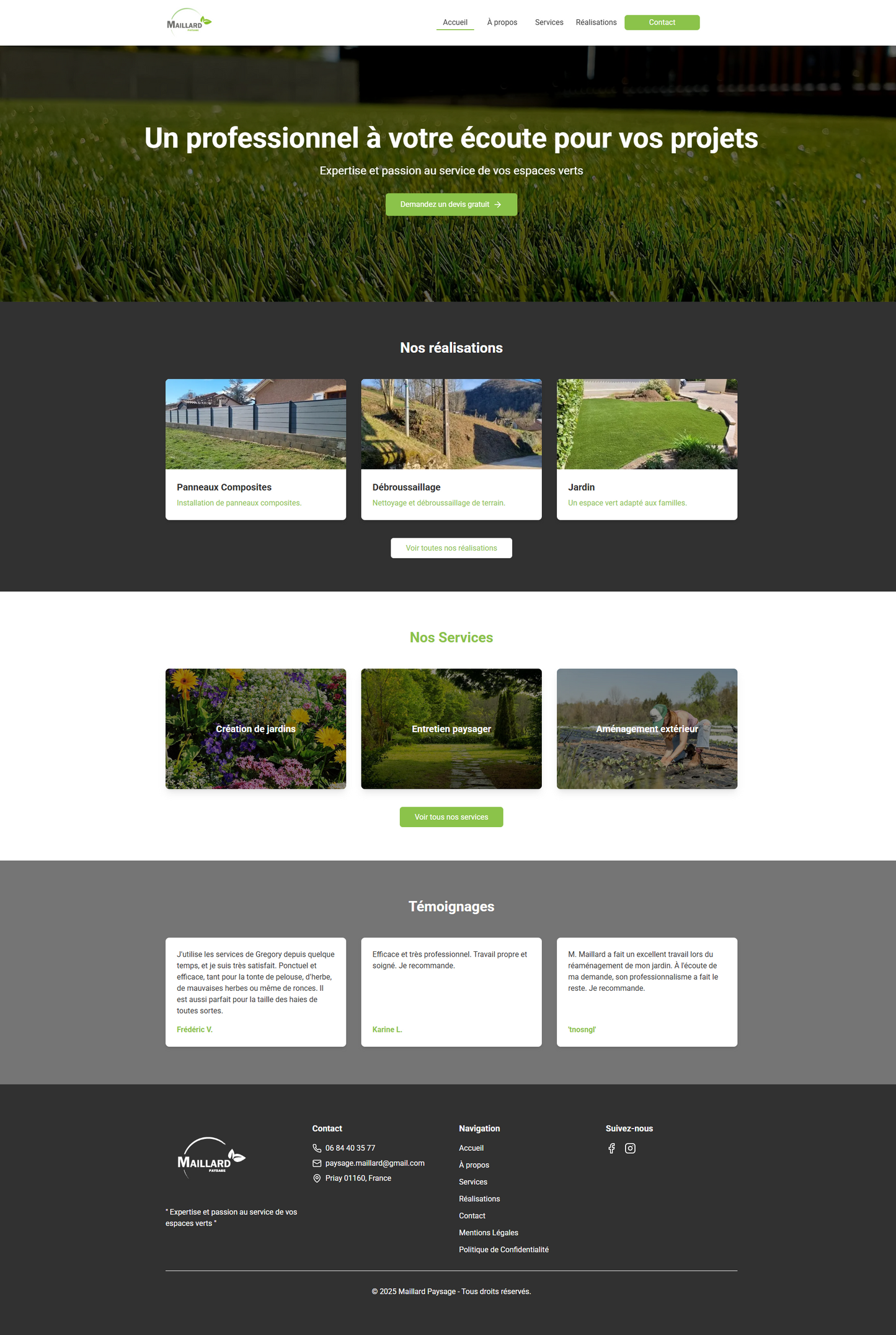 Site Vitrine – Modèle Artisan